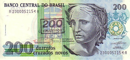 BRESIL   200 Cruzeiros/200 Cruzados Novos   Non Daté (1990)   Pick 225b    ***** BILLET  NEUF ***** - Brasilien