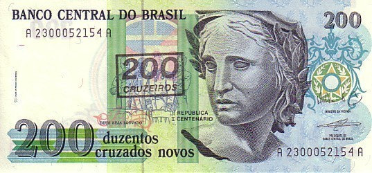 BRESIL   200 Cruzeiros/200 Cruzados Novos   Non Daté (1990)   Pick 225b    ***** BILLET  NEUF ***** - Brasil