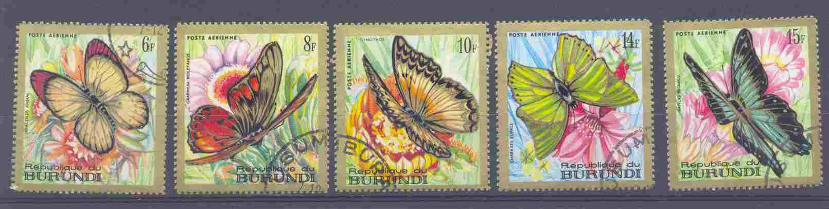 Burundi Lot Vlinders Gestempeld (zie Scan) - Used Stamps