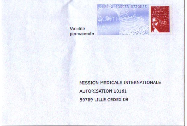 PAP Réponse Mission Médicale Internationale - Neuf - N° 0408567 N° Interne D/16 D 1004 - PAP: Antwort/Luquet