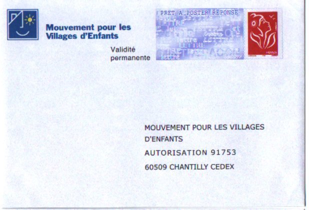 PAP Réponse Mouvement Pour Les Villages D´enfants - Neuf - N° 0500240 - PAP : Antwoord /Lamouche