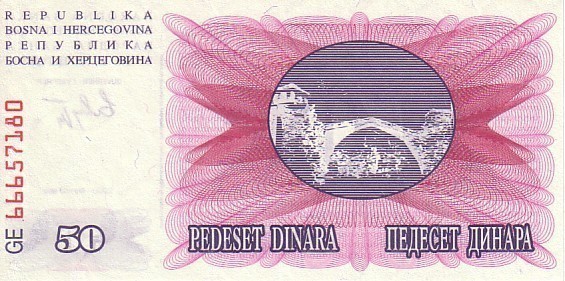 BOSNIE-HERZEGOVINE   50 Dinara   Daté Du 01-07-1992   Pick 12a   ***** BILLET  NEUF ***** - Bosnie-Herzegovine