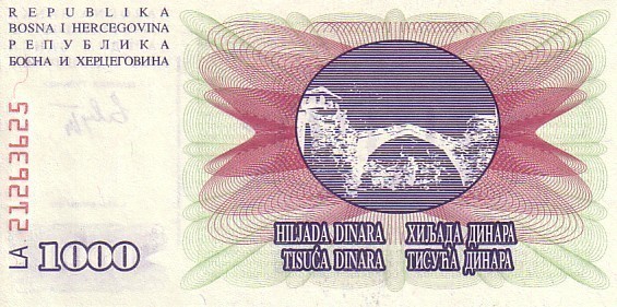 BOSNIE-HERZEGOVINE   1 000 Dinara   Daté Du 01-07-1992   Pick 15a    ***** BILLET  NEUF ***** - Bosnia Erzegovina