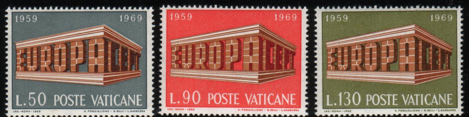 VATICAN 1969 EUROPA CEPT SET OF 3 NHM  VATICANE VATICANO COLONNADE EUROPE - 1969