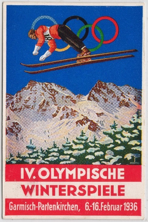 GERMANY 3RD THIRD REICH 1936 VERY RARE WINTER OLYMPICS CARD AND SPECIAL CACHET In German Towns Garmisch & Pertenkirchen - Hiver 1936: Garmisch-Partenkirchen