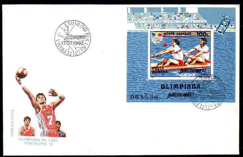 Romania  FDC,1992 With Rowing,sheet,Olympic Games Barcelona . - Aviron