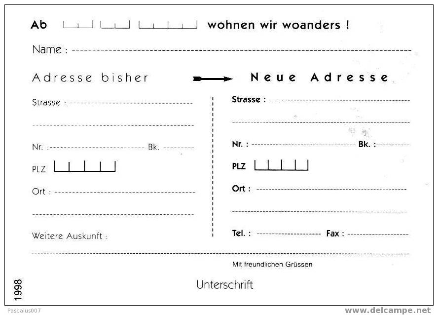 42000 - Carte Postale - Entiers Postaux - Banque Générale - Allemand - Changement D'adresse De 1998 - Addr. Chang.