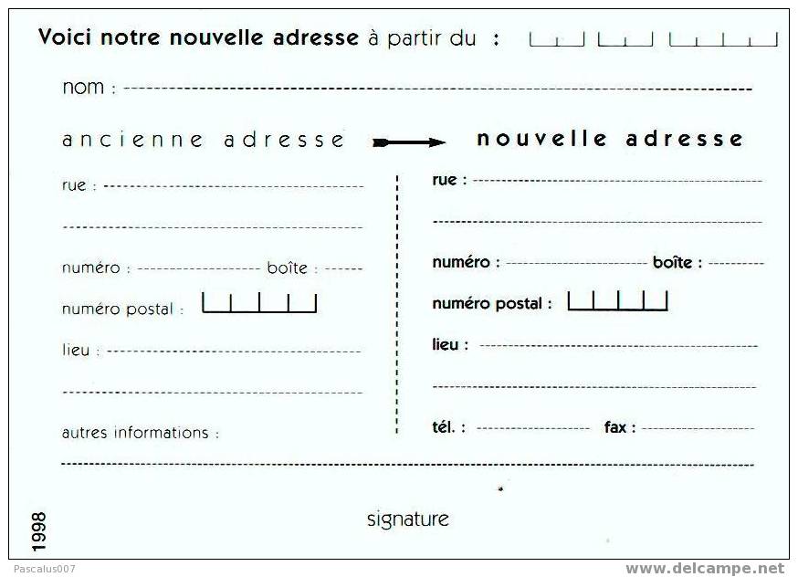42000 - Carte Postale - Entiers Postaux - Banque Générale - Flamand - Changement D´adresse De 1998 - Adressenänderungen