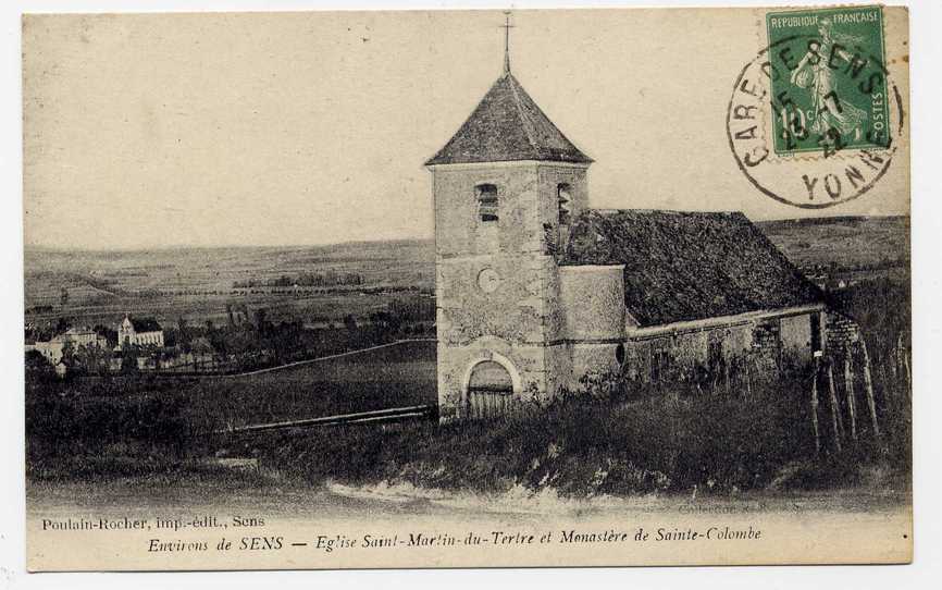 44 - église SAINT-MARTIN DU TERTRE Et Monastère De SAINTE-COLOMBE (1922) Très Belle Carte - Oblitération SPLENDIDE - Saint Martin Du Tertre