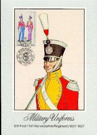 CISKEI  CARTE MAXIMUM NUM.YVERT 51 UNIFORME MILITAIRE REGIMENT 0 PIED WARWICKSHIRE - Ciskei