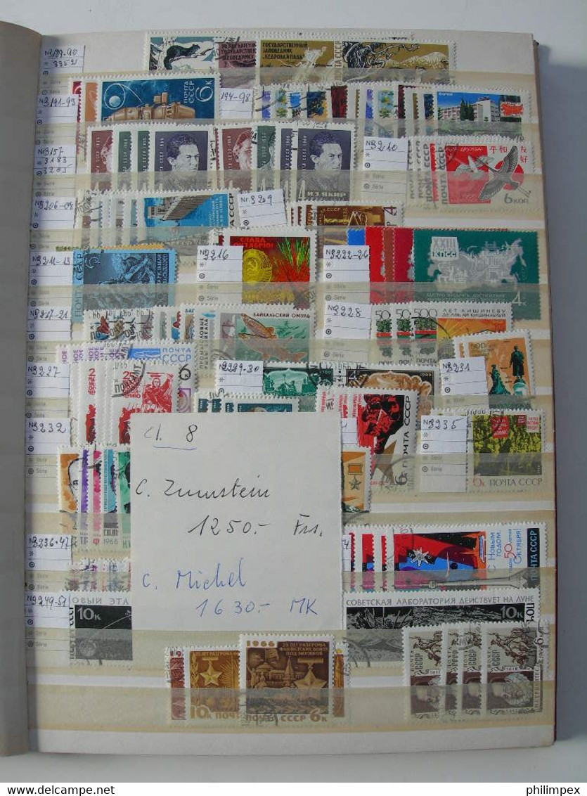 RUSSIA -  STOCK BOOK WITH SOME BETTER OLDER UNUSED / USED + MOSTLY USED FROM 1966 ON! - Collezioni