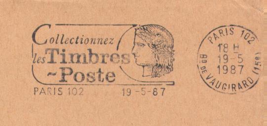 France, Flamme PARIS, Collectionnez Les Timbres-Poste, 1987 - Sonstige & Ohne Zuordnung