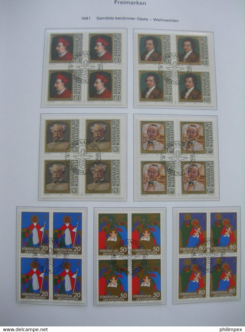 LIECHTENSTEIN - SUPERB COLLECTION 1970-96 - VERY FINE USED BLOCKS OF 4!