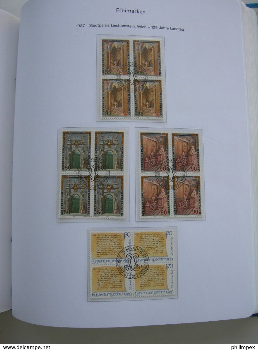 LIECHTENSTEIN - SUPERB COLLECTION 1970-96 - VERY FINE USED BLOCKS OF 4!