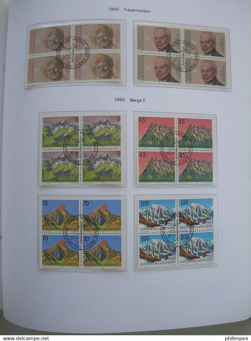 LIECHTENSTEIN - SUPERB COLLECTION 1970-96 - VERY FINE USED BLOCKS OF 4!