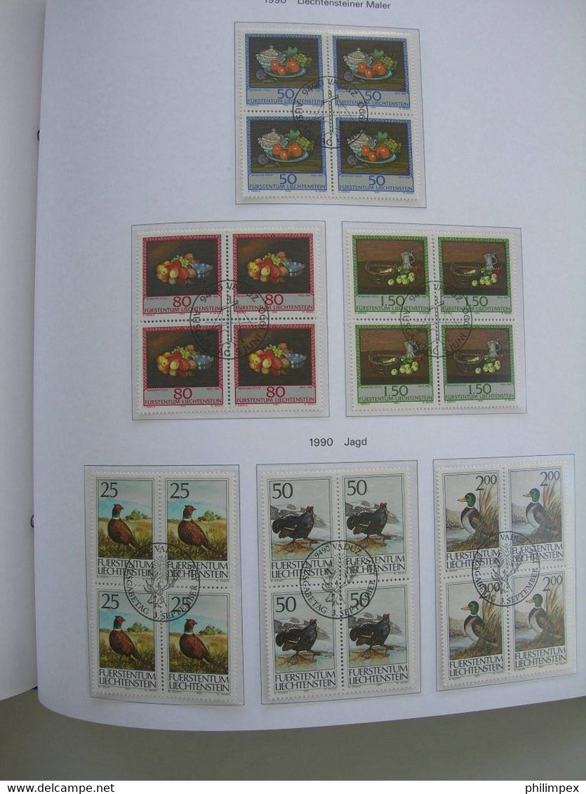 LIECHTENSTEIN - SUPERB COLLECTION 1970-96 - VERY FINE USED BLOCKS OF 4!