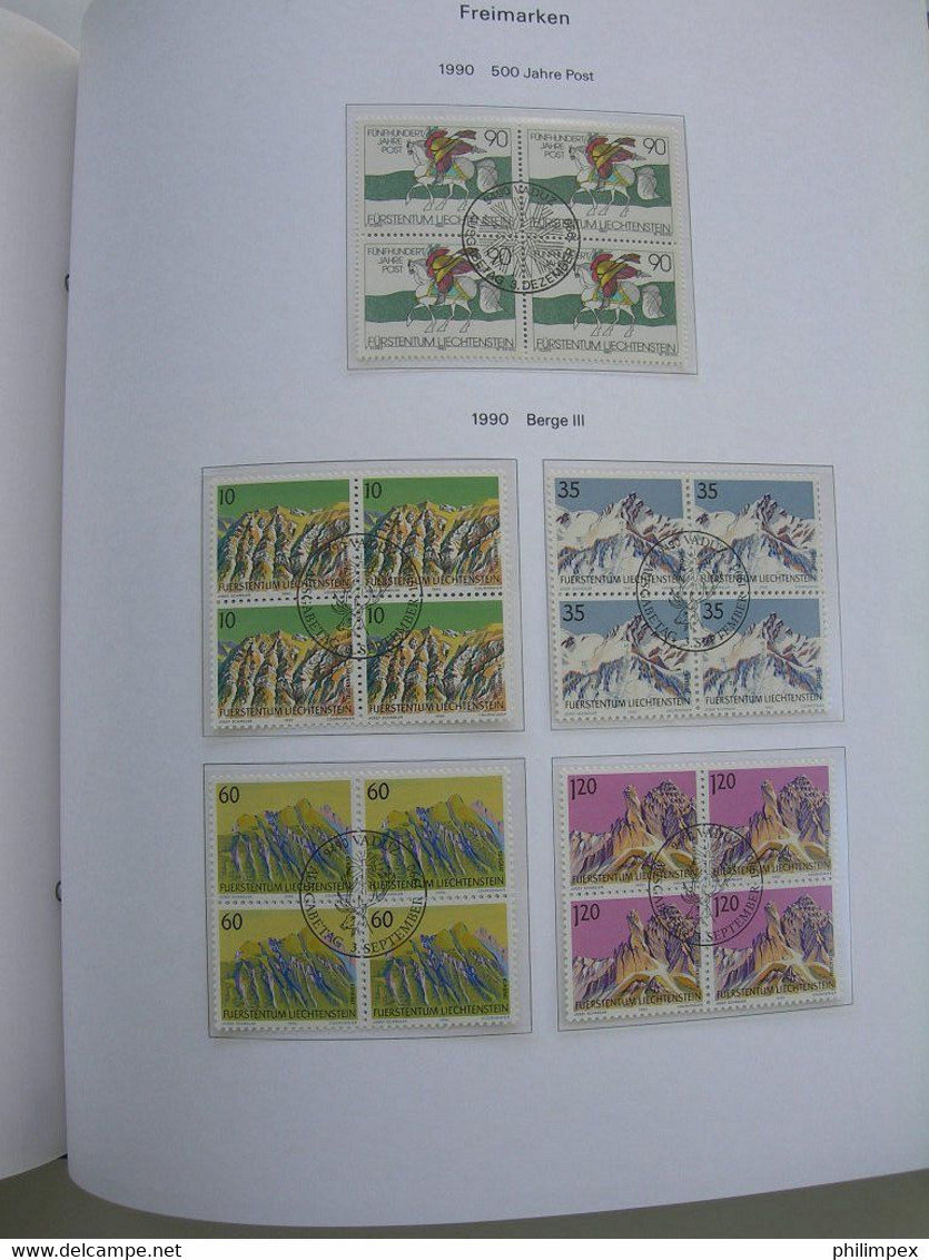 LIECHTENSTEIN - SUPERB COLLECTION 1970-96 - VERY FINE USED BLOCKS OF 4!