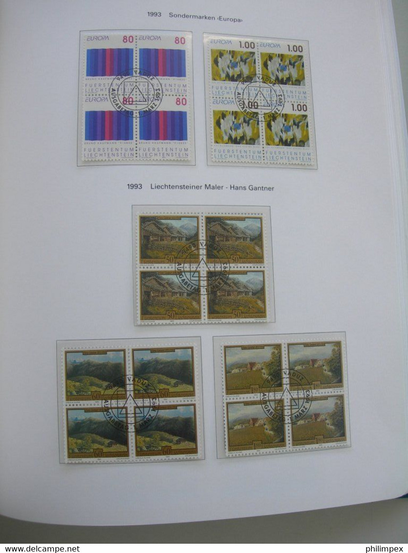 LIECHTENSTEIN - SUPERB COLLECTION 1970-96 - VERY FINE USED BLOCKS OF 4!