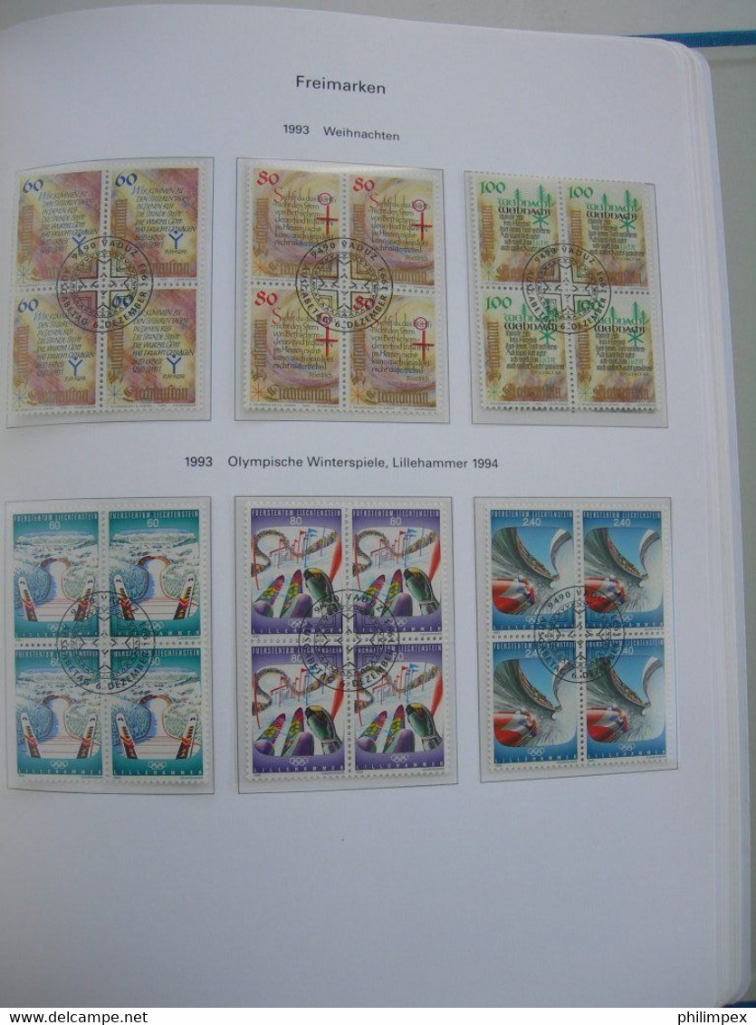 LIECHTENSTEIN - SUPERB COLLECTION 1970-96 - VERY FINE USED BLOCKS OF 4!