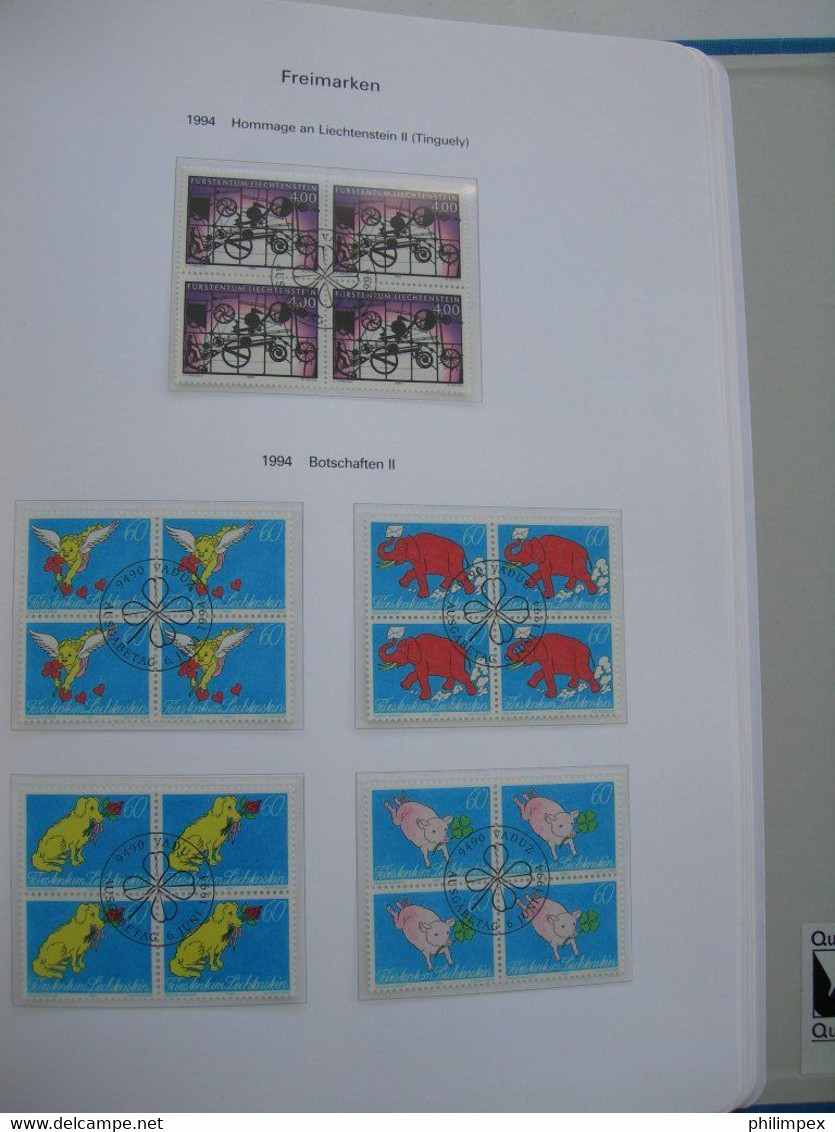 LIECHTENSTEIN - SUPERB COLLECTION 1970-96 - VERY FINE USED BLOCKS OF 4!