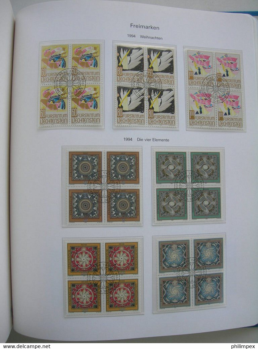 LIECHTENSTEIN - SUPERB COLLECTION 1970-96 - VERY FINE USED BLOCKS OF 4!