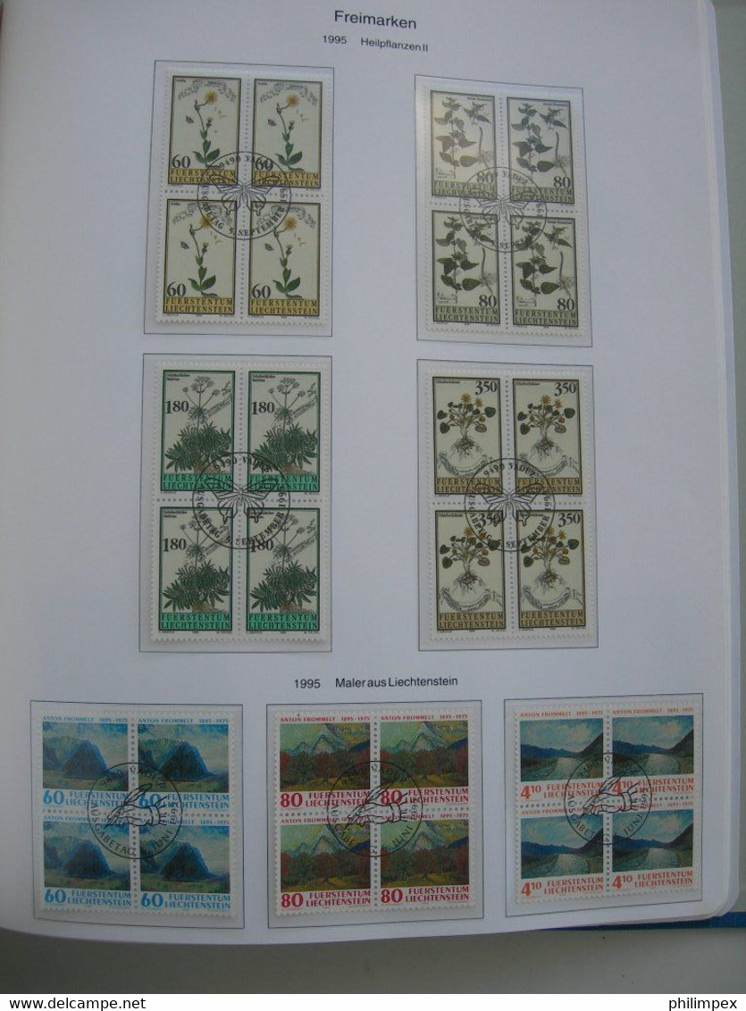 LIECHTENSTEIN - SUPERB COLLECTION 1970-96 - VERY FINE USED BLOCKS OF 4!