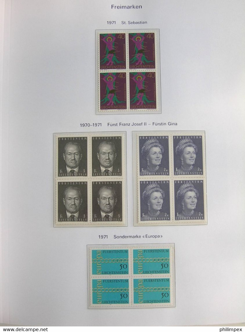 LIECHTENSTEIN, SUPERB COLLECTION 1970-96 - MINT NEVER HINGED BLOCKS OF 4! - Lotes/Colecciones