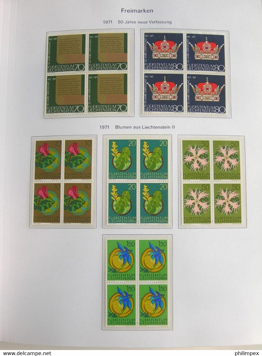 LIECHTENSTEIN, SUPERB COLLECTION 1970-96 - MINT NEVER HINGED BLOCKS OF 4!