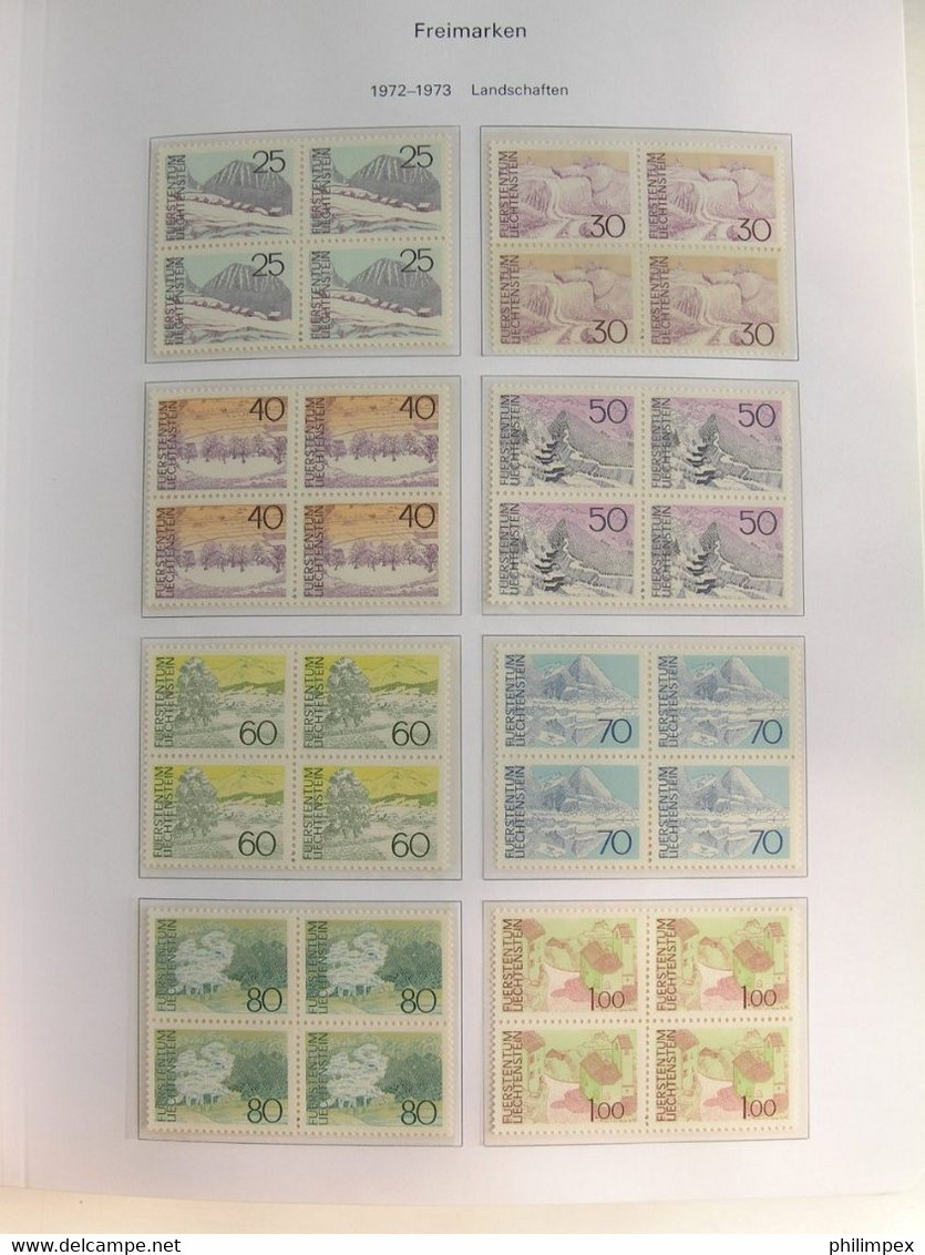 LIECHTENSTEIN, SUPERB COLLECTION 1970-96 - MINT NEVER HINGED BLOCKS OF 4!