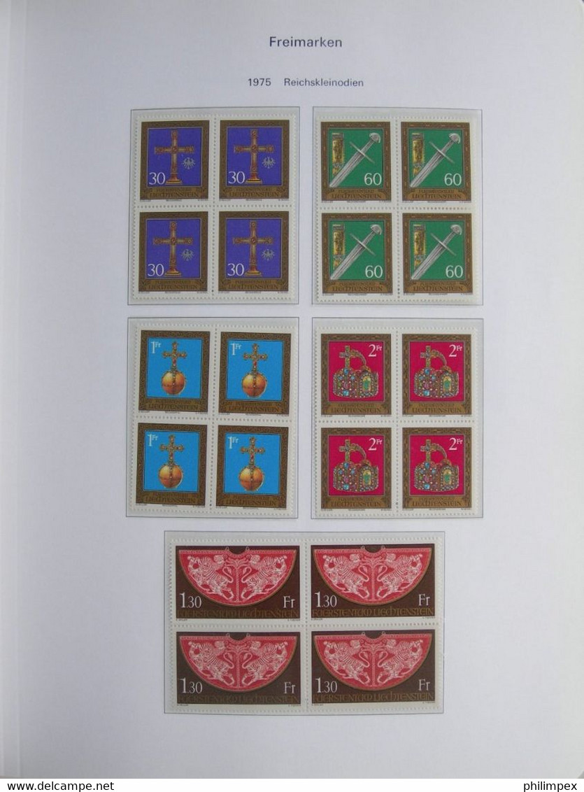 LIECHTENSTEIN, SUPERB COLLECTION 1970-96 - MINT NEVER HINGED BLOCKS OF 4!