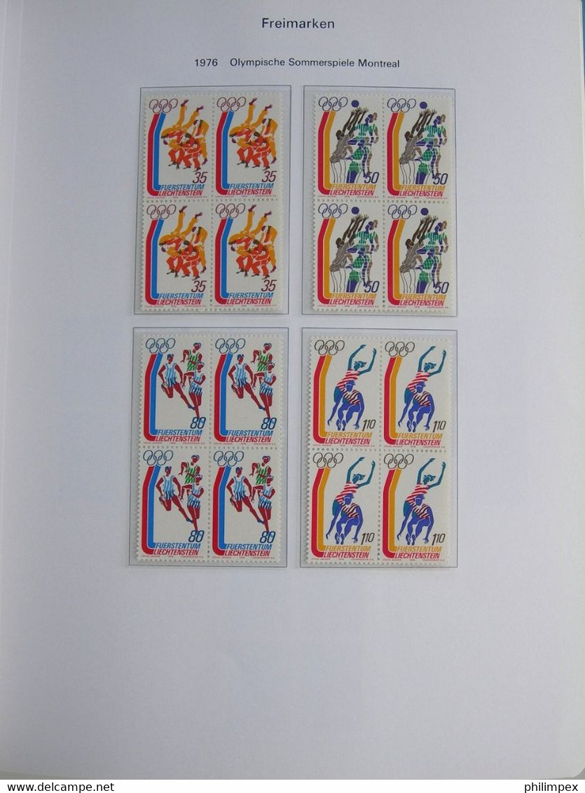 LIECHTENSTEIN, SUPERB COLLECTION 1970-96 - MINT NEVER HINGED BLOCKS OF 4!