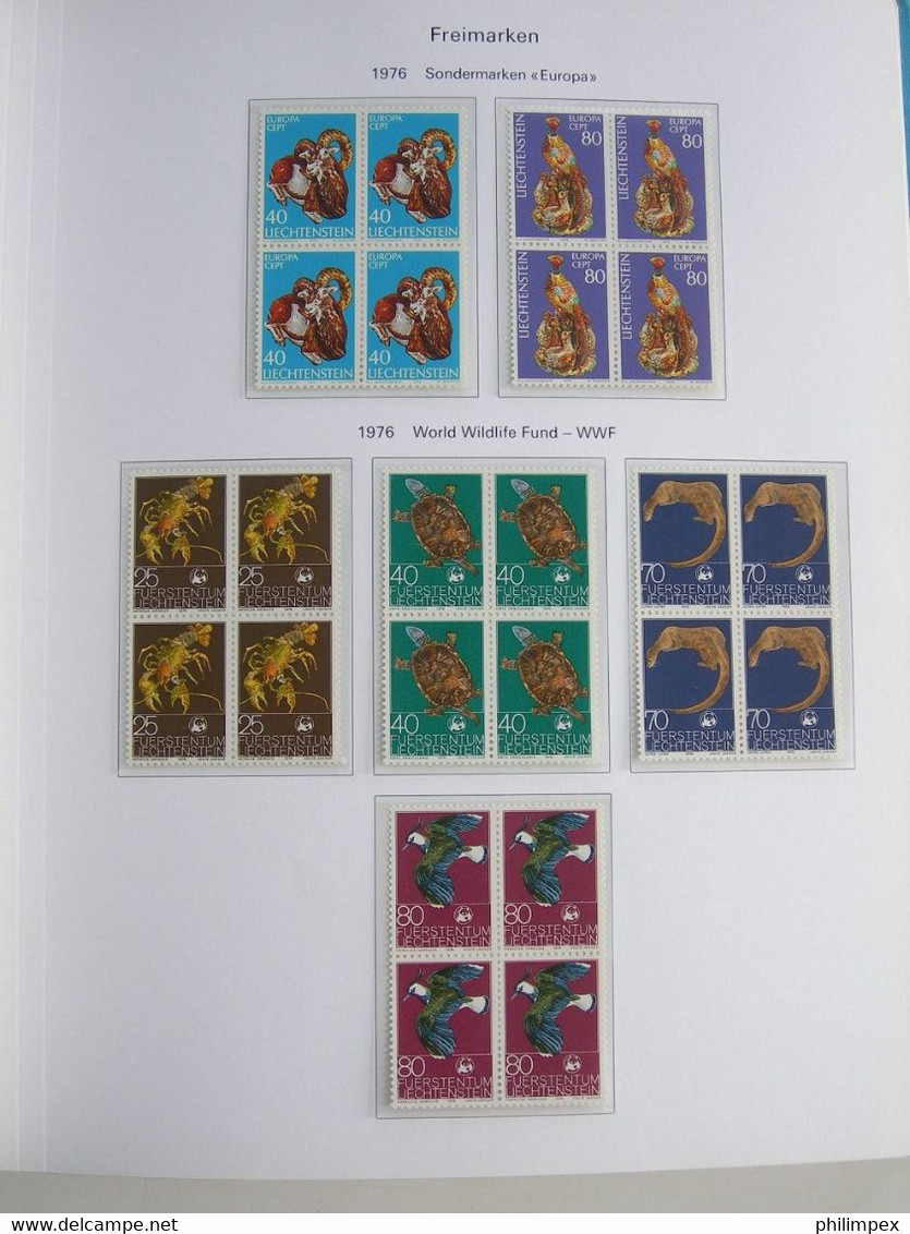 LIECHTENSTEIN, SUPERB COLLECTION 1970-96 - MINT NEVER HINGED BLOCKS OF 4!