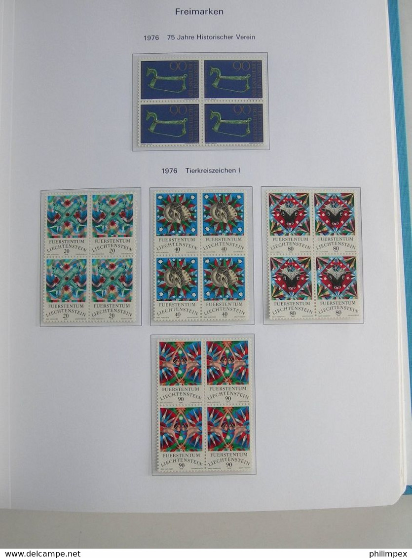 LIECHTENSTEIN, SUPERB COLLECTION 1970-96 - MINT NEVER HINGED BLOCKS OF 4!