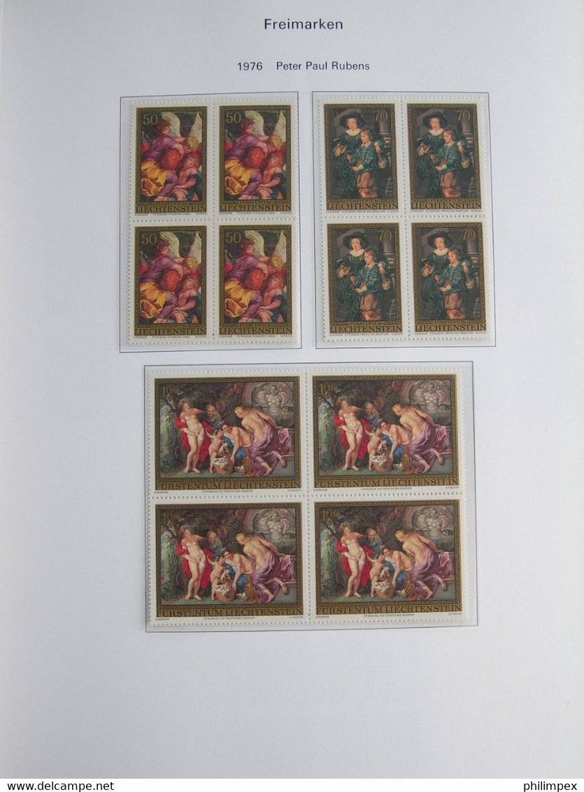 LIECHTENSTEIN, SUPERB COLLECTION 1970-96 - MINT NEVER HINGED BLOCKS OF 4!