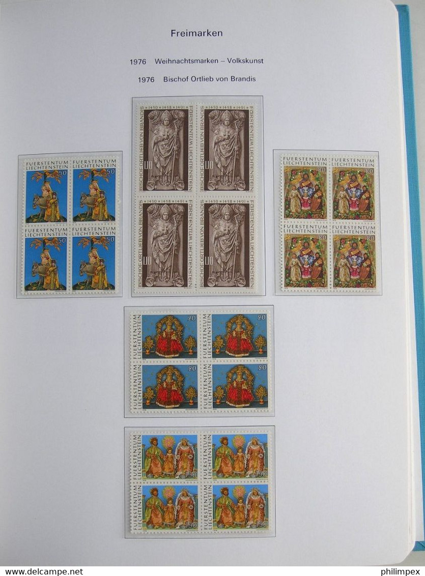 LIECHTENSTEIN, SUPERB COLLECTION 1970-96 - MINT NEVER HINGED BLOCKS OF 4!