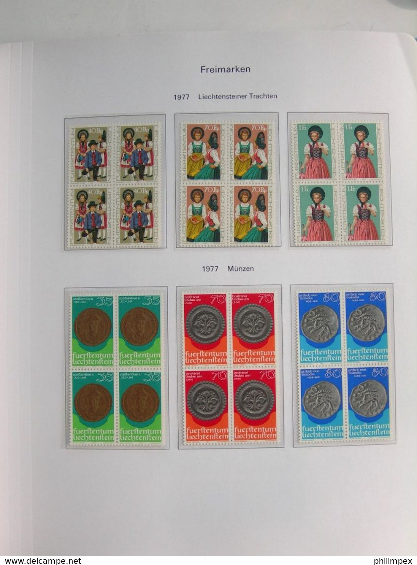 LIECHTENSTEIN, SUPERB COLLECTION 1970-96 - MINT NEVER HINGED BLOCKS OF 4!