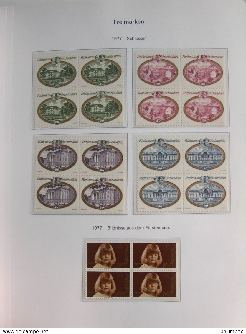 LIECHTENSTEIN, SUPERB COLLECTION 1970-96 - MINT NEVER HINGED BLOCKS OF 4!