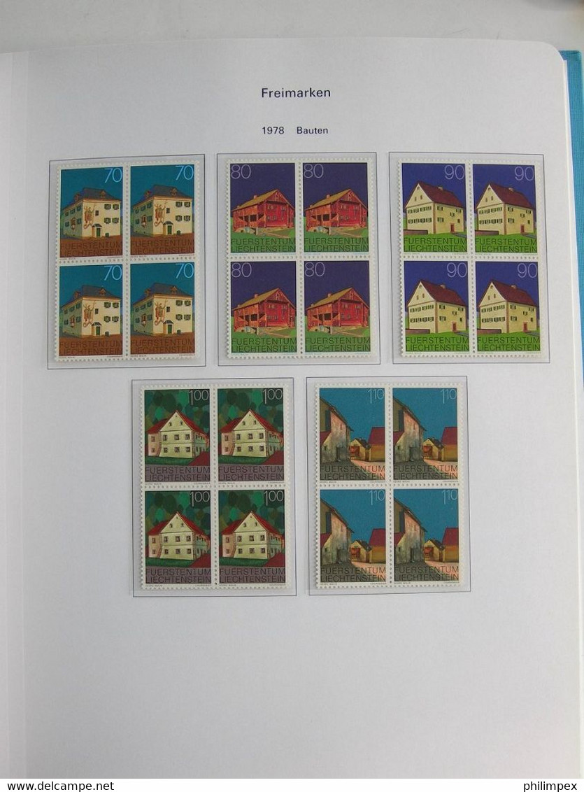 LIECHTENSTEIN, SUPERB COLLECTION 1970-96 - MINT NEVER HINGED BLOCKS OF 4!