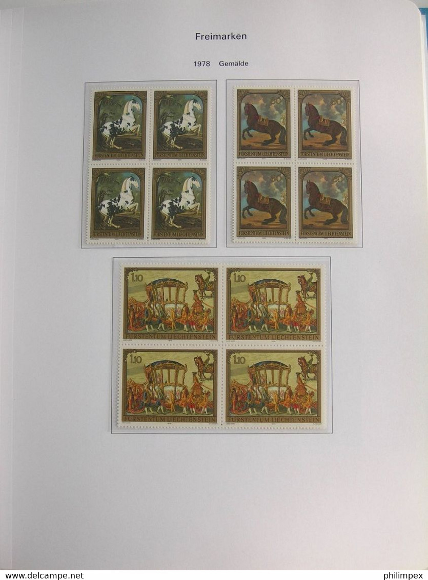 LIECHTENSTEIN, SUPERB COLLECTION 1970-96 - MINT NEVER HINGED BLOCKS OF 4!