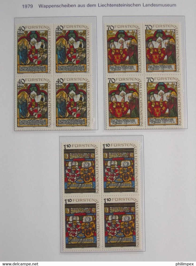 LIECHTENSTEIN, SUPERB COLLECTION 1970-96 - MINT NEVER HINGED BLOCKS OF 4!