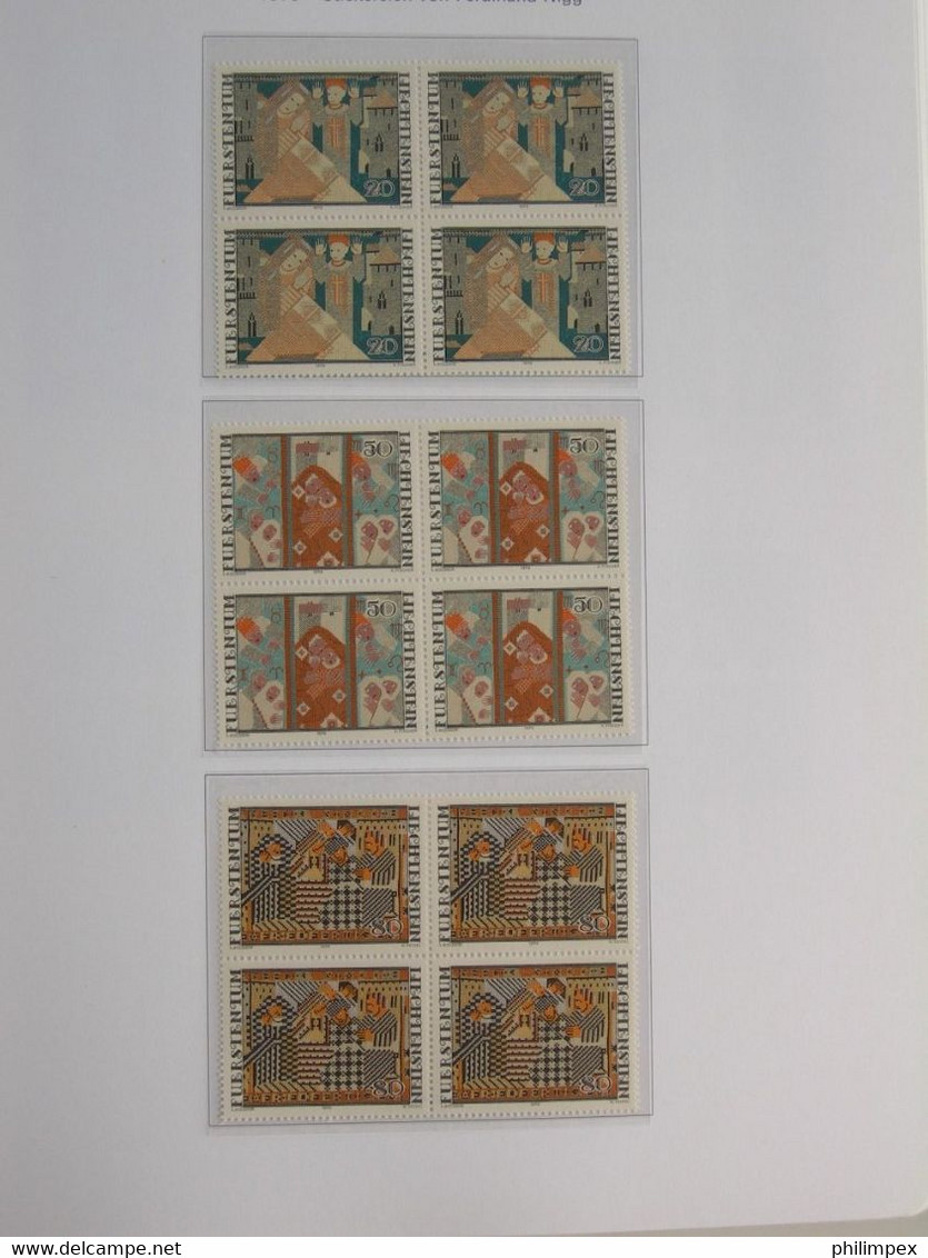 LIECHTENSTEIN, SUPERB COLLECTION 1970-96 - MINT NEVER HINGED BLOCKS OF 4!