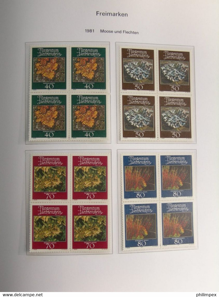 LIECHTENSTEIN, SUPERB COLLECTION 1970-96 - MINT NEVER HINGED BLOCKS OF 4!