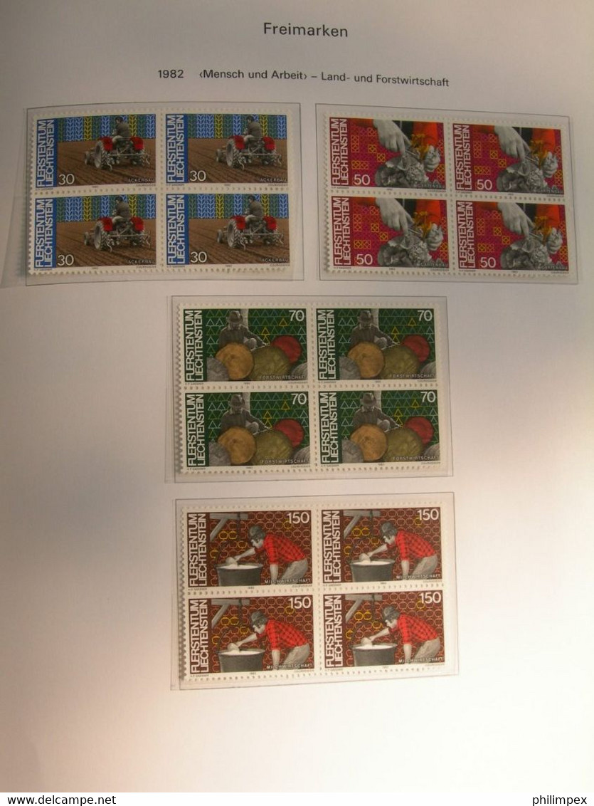 LIECHTENSTEIN, SUPERB COLLECTION 1970-96 - MINT NEVER HINGED BLOCKS OF 4!