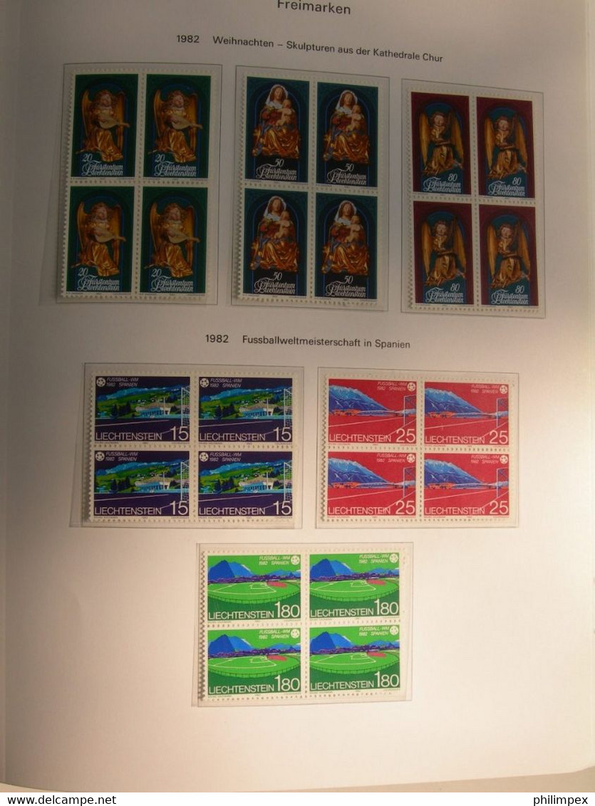 LIECHTENSTEIN, SUPERB COLLECTION 1970-96 - MINT NEVER HINGED BLOCKS OF 4!