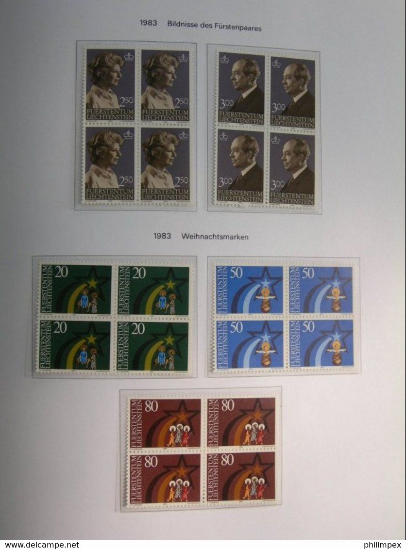 LIECHTENSTEIN, SUPERB COLLECTION 1970-96 - MINT NEVER HINGED BLOCKS OF 4!