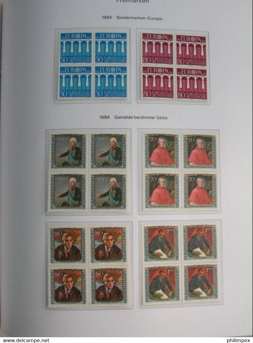 LIECHTENSTEIN, SUPERB COLLECTION 1970-96 - MINT NEVER HINGED BLOCKS OF 4!