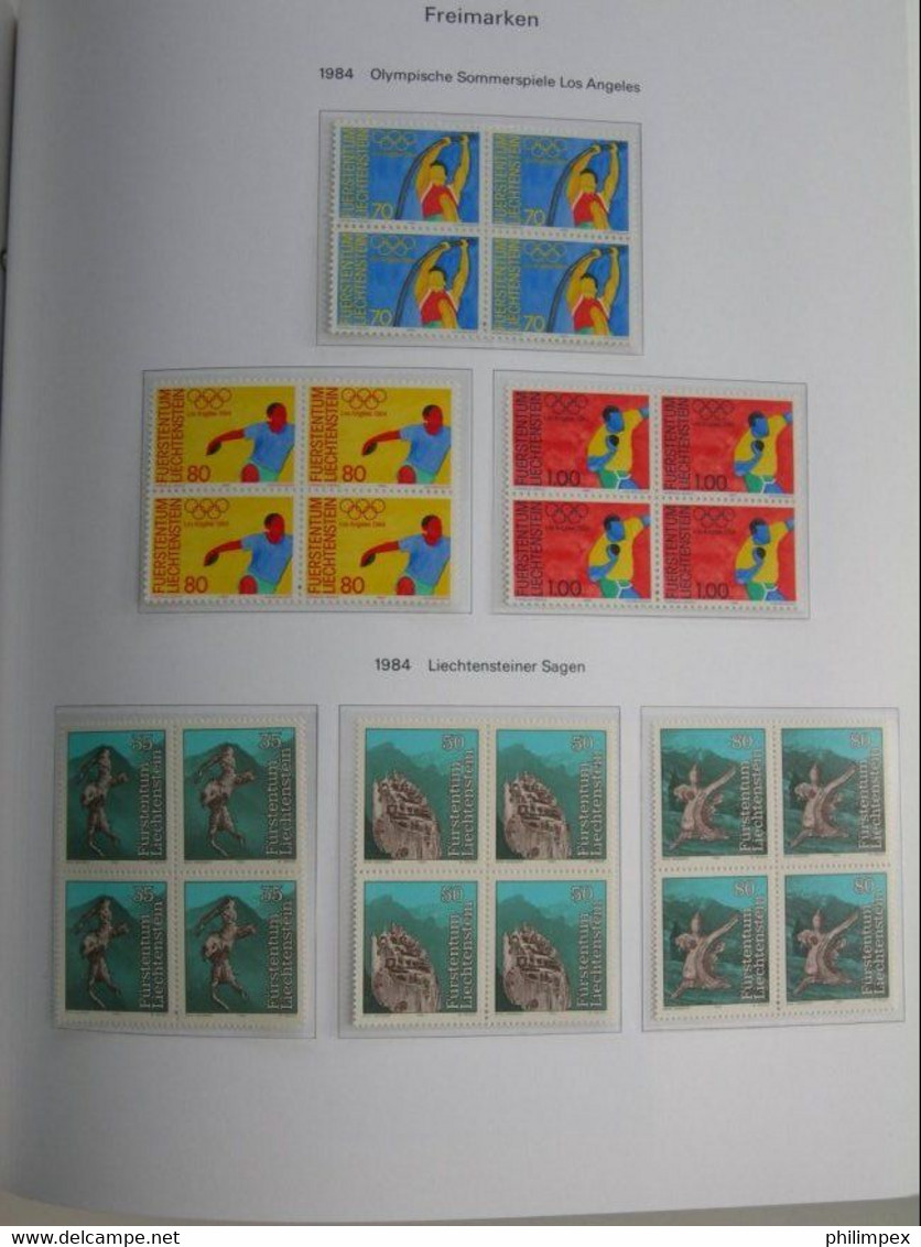 LIECHTENSTEIN, SUPERB COLLECTION 1970-96 - MINT NEVER HINGED BLOCKS OF 4!