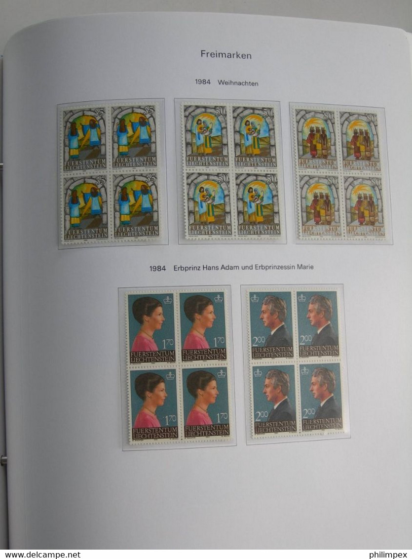 LIECHTENSTEIN, SUPERB COLLECTION 1970-96 - MINT NEVER HINGED BLOCKS OF 4!