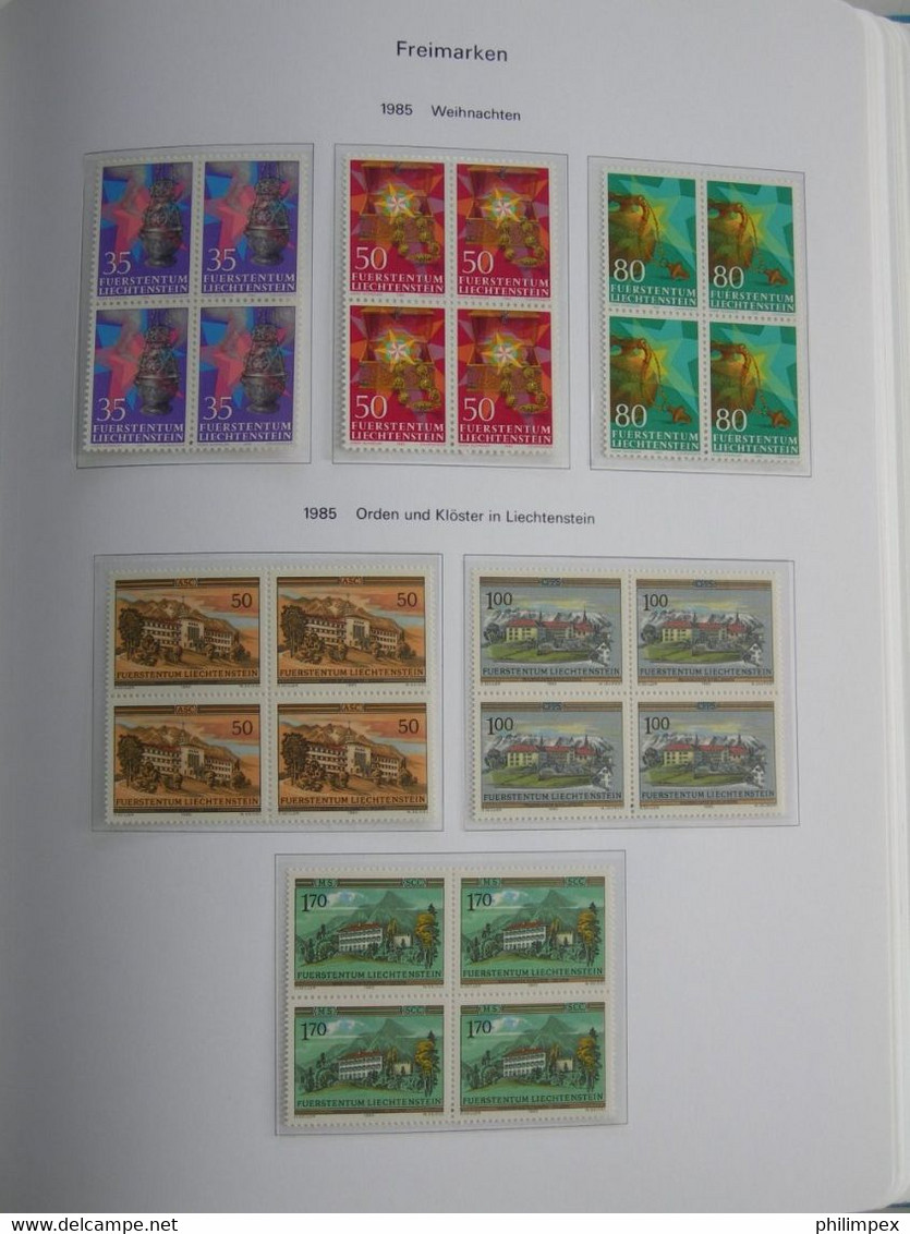 LIECHTENSTEIN, SUPERB COLLECTION 1970-96 - MINT NEVER HINGED BLOCKS OF 4!