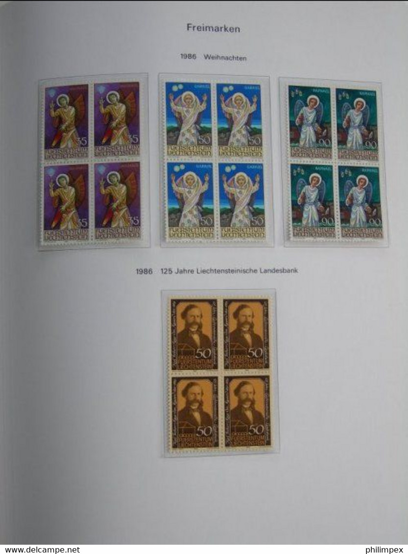 LIECHTENSTEIN, SUPERB COLLECTION 1970-96 - MINT NEVER HINGED BLOCKS OF 4!